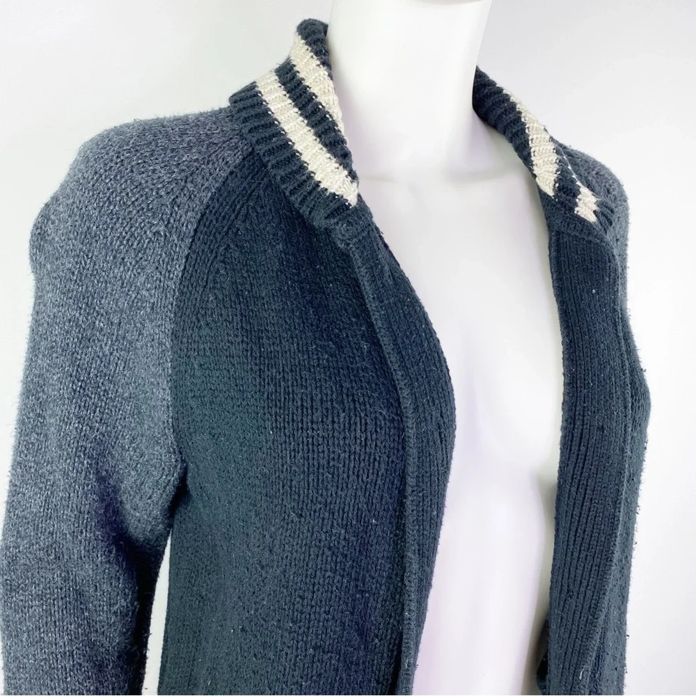 Madewell Size M Navy Blue Knit Button Down Sweater Varsity Jacket Cardigan - Picture 3 of 11